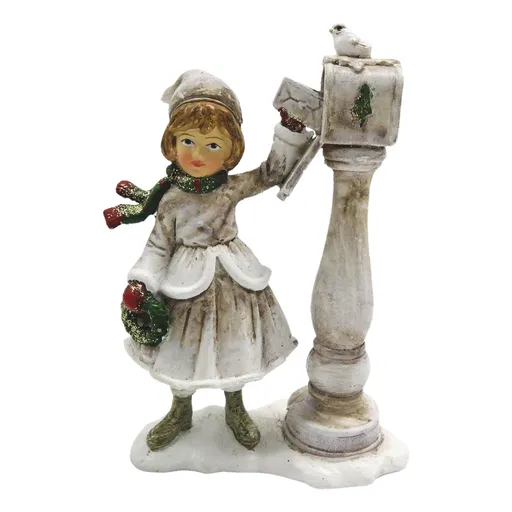 Dekorace dítě u poštovní schránky s dopisem - 8*4*12 cm Clayre & Eef