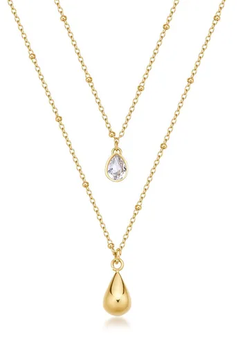 Brosway Dvojitý pozlacený náhrdelník Tear Drop Perfect BPC37