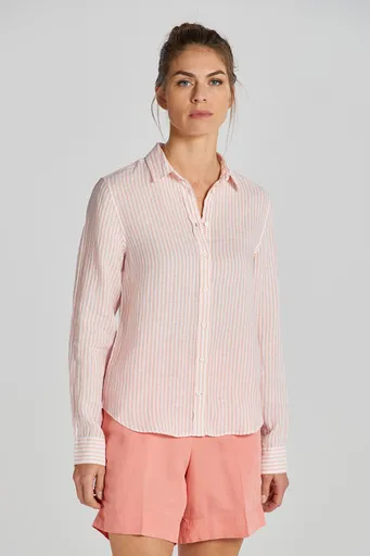KOŠILE GANT REG LINEN STRIPE SHIRT PEACHY PINK