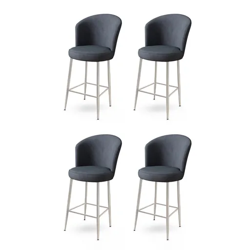 Bar Stool Set (4 Pieces) Fora - Anthracite, Chrome