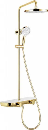 MEXEN Axis Sprchový sloup s dešťovou sprchou a baterií, zlatá/bílá 78112-25