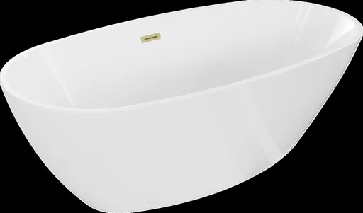 MEXEN/S Eris volně stojící vana 180 x 95, bílá, sifon a přepad zlatá kartáčovaná 53441809500-55