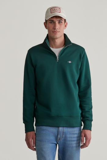 MIKINA GANT REG SHIELD HALF ZIP SWEAT TARTAN GREEN