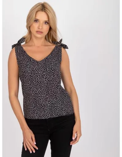 Dámský top s výstřihem vzorovaný do V RUE PARIS černý