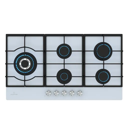 Klarstein Ignito 5zónová plynová varná deska, 5 Hořáků, elektr. zapalování, Wok, pro zkapalněný nebo zemní plyn