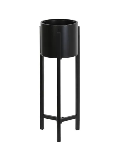 Černý kovový květináč na černých nožkách Baksi - Ø 18*57cm Light & Living