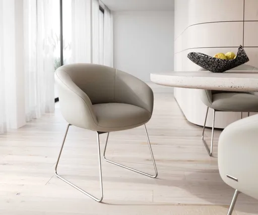 Jídelní židle Vinka-Flex tenká podnož nerezová ocel pravá kůže