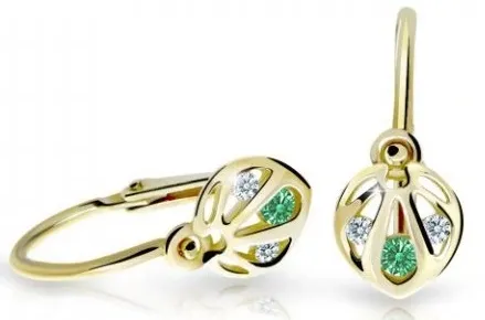 Cutie Jewellery Slušivé dětské náušnice ze žlutého zlata C2265-10-X-1 zelená