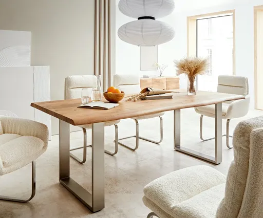 Jídelní stůl Edge 200x100 přírodní akácie nerezová ocel úzká