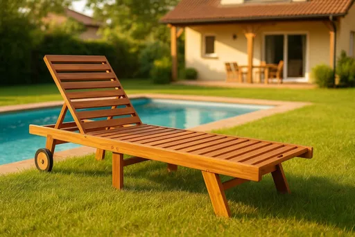 Divero 40776 Polohovatelné lehátko z týkového dřeva