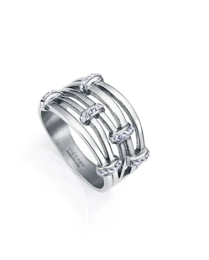 Viceroy Moderní ocelový prsten s křišťály Chic 75367A01 55 mm