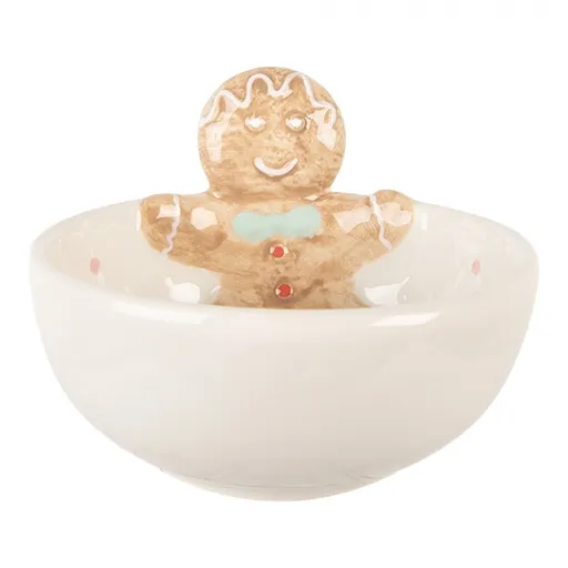 Bílá keramická miska perníček Gingerbread - Ø 13*9 cm / 250 ml 6CE2217
