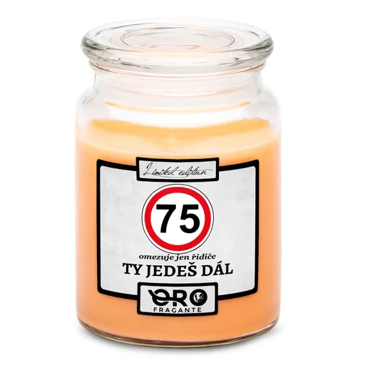Svíčka Ty jedeš dál – výběr věku (věk: 75, Vůně svíčky: Tropické ovoce)