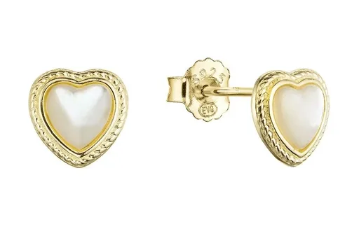 Evolution Group - Pavona Pozlacené srdíčkové náušnice s perletí 11433.1