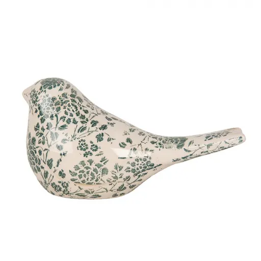 Keramická dekorace ptáček se zelenými květy Tien French L - 25*10*13 cm 6CE1950L