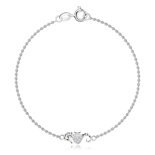 Stříbrný náramek 925 - mořský koník, čirý zirkon na břiše