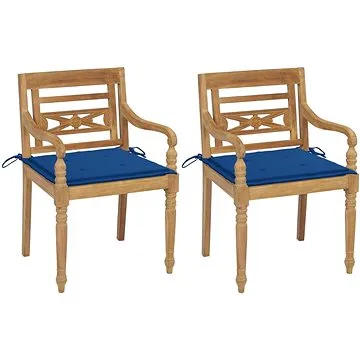 SHUMEE Židle zahradní BATAVIA královsky modré podušky, teak 3062137 - 2ks v balení (3062137)