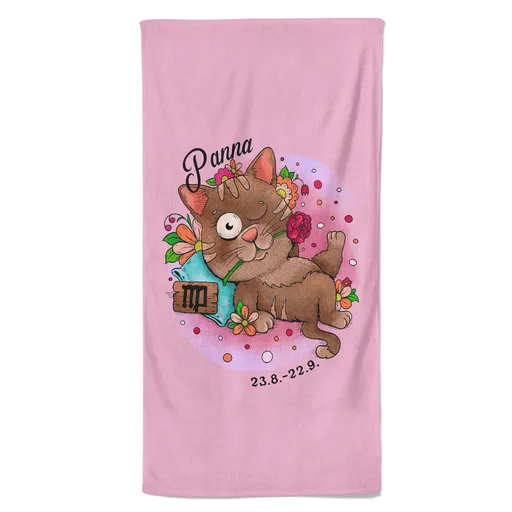 Osuška Kočičí znamení – panna (Velikost osušky: 70x140cm)