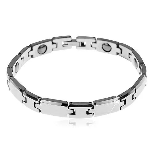 Náramek z wolframu - magnetický, seříznuté obdélníky