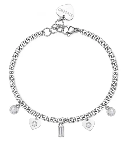 S'Agapõ Romantický ocelový náramek s přívěsky Message SSG32