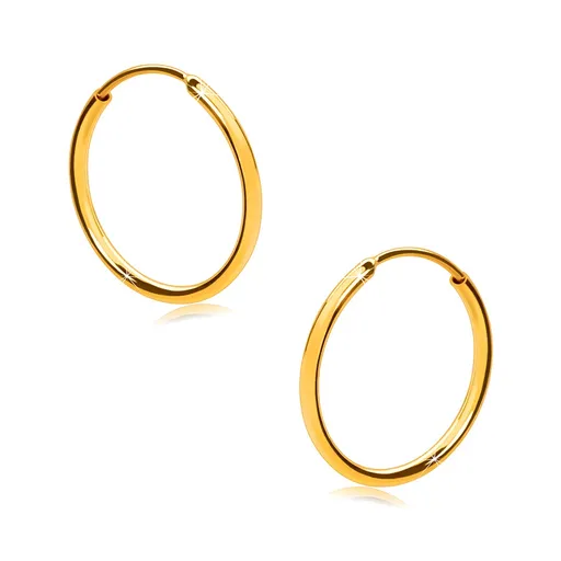 Náušnice ve žlutém 585 zlatě - jemné kroužky, lesklý zaoblený povrch, 12 mm