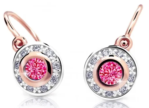 Cutie Jewellery Třpytivé dětské bicolor náušnice C2400-10-X-4 fuchsiová