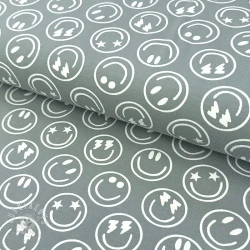 Úplet Happy faces sage digital print