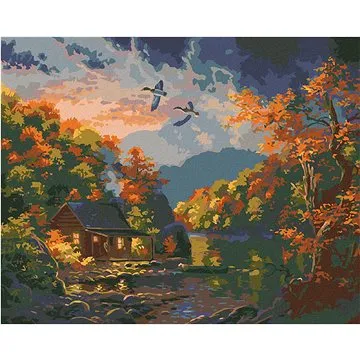 Zuty - Malování podle čísel - KACHNA, JEZERO A PODZIMNÍ STROMY (ABRAHAM HUNTER), 80x100 cm, vypnuté  (HRAmmb06111nad)