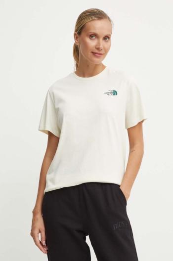 Bavlněné tričko The North Face S/S Relaxed Redbox Tee béžová barva, NF0A87NK9IZ1