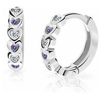 Cutie Jewellery Dětské kruhové náušnice z bílého zlata C3339-80-X-2 fialová