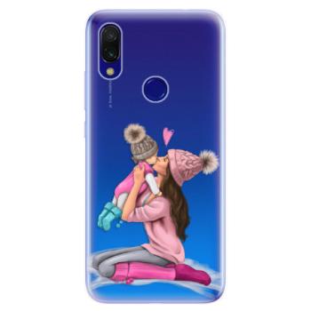 Odolné silikonové pouzdro iSaprio - Kissing Mom - Brunette and Girl - Xiaomi Redmi 7