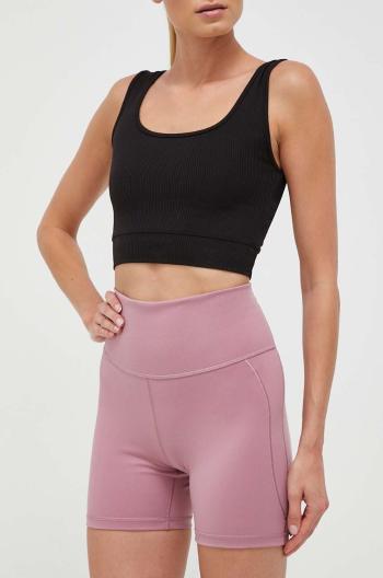 Šortky na jógu adidas Performance Studio růžová barva, high waist