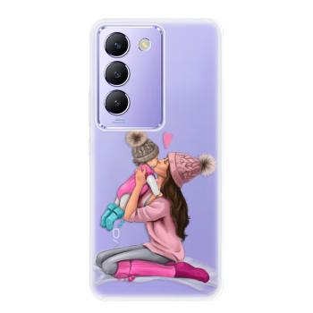 Odolné silikonové pouzdro iSaprio - Kissing Mom - Brunette and Girl - Vivo V40 SE 4G/5G