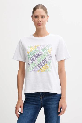 Bavlnené tričko Pepe Jeans dámske, biela farba, PL506108