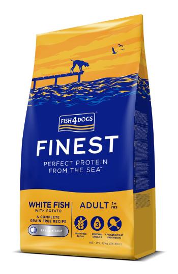 FISH4DOGS Granule velké pro dospělé psy Finest bílá ryba s bramborami 12 kg, 1+