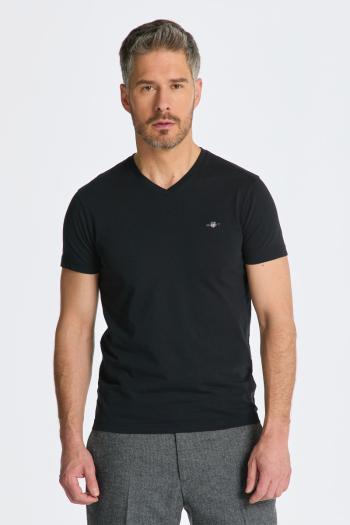 TRIČKO GANT SLIM SHIELD V-NECK T-SHIRT BLACK