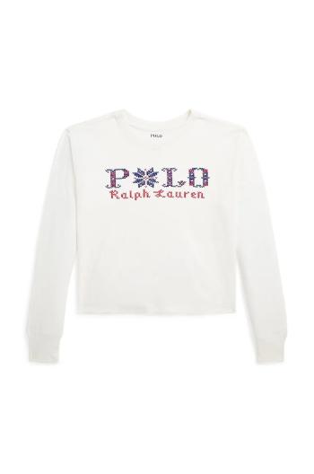 Dětské bavlněné tričko s dlouhým rukávem Polo Ralph Lauren bílá barva, 313952100002