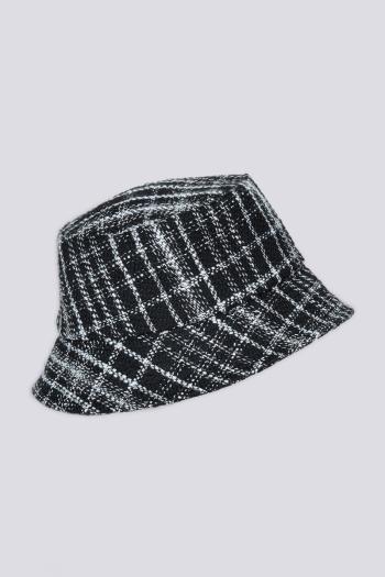 KLOBOUK GANT D1. TWEED BUCKET HAT EBONY BLACK