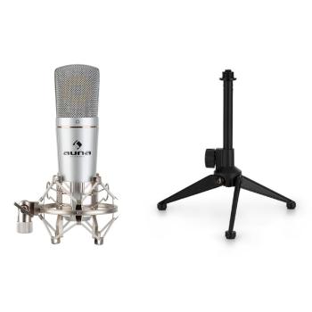 Auna MIC-920, USB mikrofonní sada V1, kondenzátorový mikrofon, stojan na mikrofon, stříbrný