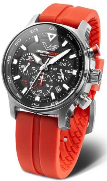 Vostok Europe Expedition South Pole Solar Power Chronograph VR42-592A761S - Červený silikonový řemínek