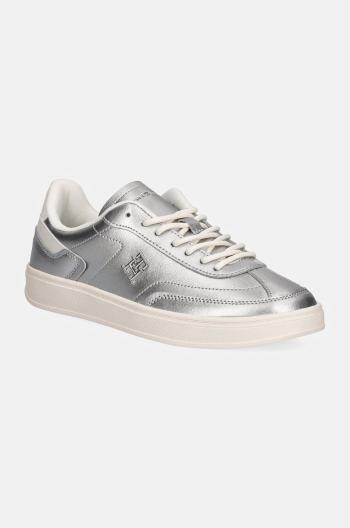 Kožené sneakers boty Tommy Hilfiger TH HERITAGE SNEAKER METALLICS stříbrná barva, FW0FW08344