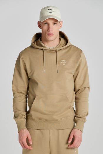 MIKINA GANT LOGO SCRIPT HOODIE DRIED KHAKI