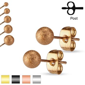 Náušnice z ocele 316L, ligotavé pieskované guličky, 3 mm - Farba: Medená