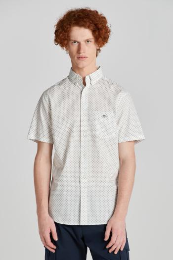 KOŠILE GANT REG MICRO PRINT SS SHIRT EGGSHELL