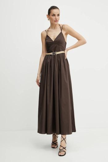 Šaty Twinset hnedá farba, maxi, áčkový strih, 251TT2100