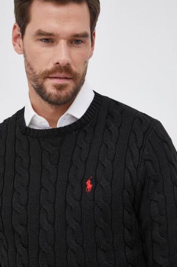 Bavlněný svetr Polo Ralph Lauren pánský, černá barva, hřejivý, 710775885012