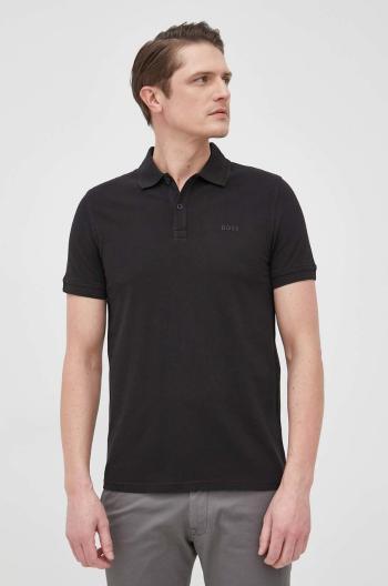 Bavlněné polo tričko BOSS Casual černá barva, hladký, 50468576