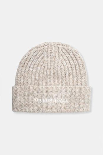 Čepice z vlněné směsi The North Face Fohair Cabin Beanie béžová barva, z husté pleteniny, NF0A887TQLI1