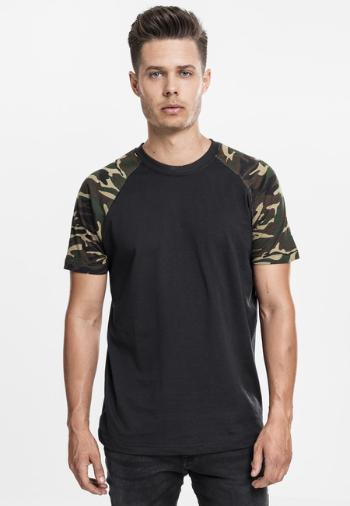 Urban Classics Raglan Contrast Tee blk/woodcamo - M