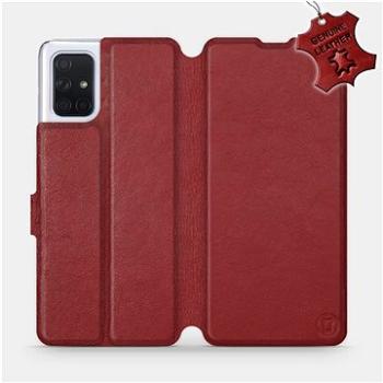 Flip pouzdro na mobil Samsung Galaxy A71 - Tmavě červené - kožené -   Dark Red Leather (5903516147977)